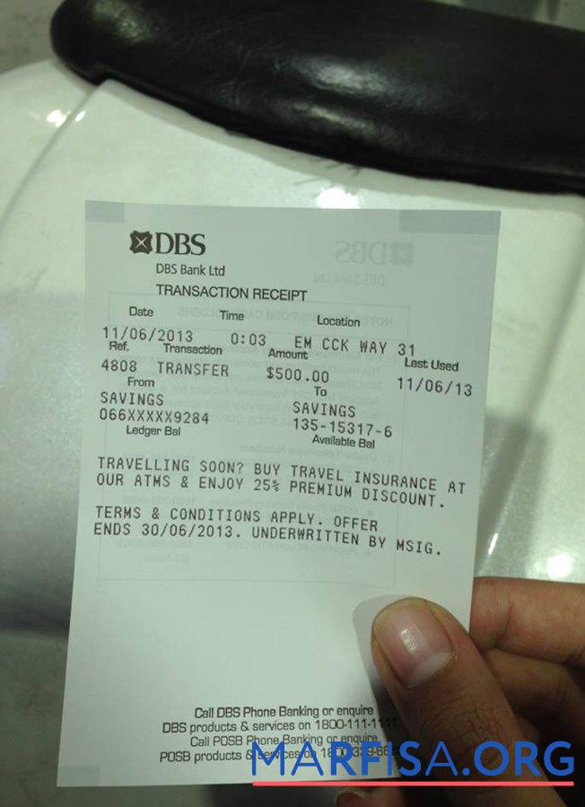 Printable Singapore DBS bank check download for verification